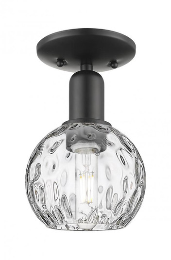 Athens Water Glass - 1 Light - 6 inch - Matte Black - Semi-Flush Mount (3442|716-1C-BK-G1215-6)