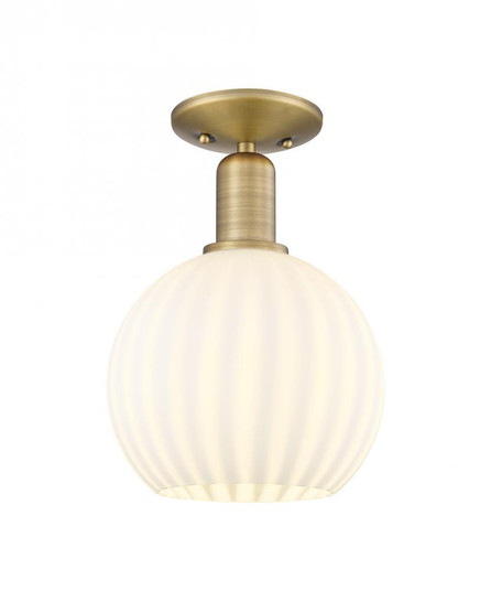 White Venetian - 1 Light - 8 inch - Brushed Brass - Semi-Flush Mount (3442|716-1C-BB-G1217-8WV)