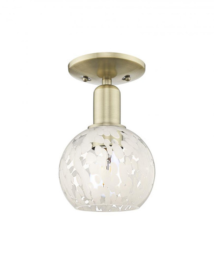 White Mouchette - 1 Light - 6 inch - Antique Brass - Semi-Flush Mount (3442|716-1C-AB-G1216-6WM)