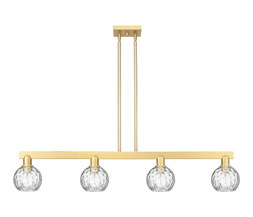 Athens Water Glass - 4 Light - 49 inch - Satin Gold - Stem hung - Island Light (3442|716-4I-SG-G1215-6)