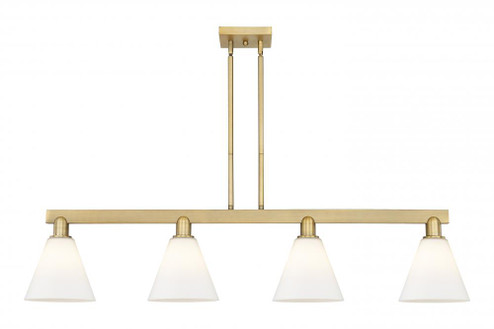 Berkshire Glass - 4 Light - 51 inch - Brushed Brass - Stem hung - Island Light (3442|716-4I-BB-GBC-81)