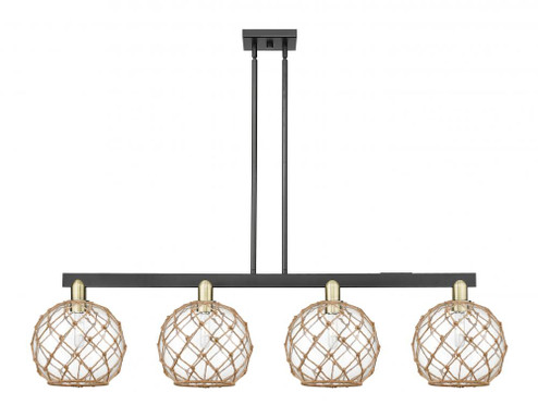 Farmhouse Rope - 4 Light - 53 inch - Black Antique Brass - Stem hung - Island Light (3442|716-4I-BAB-G122-10RB)