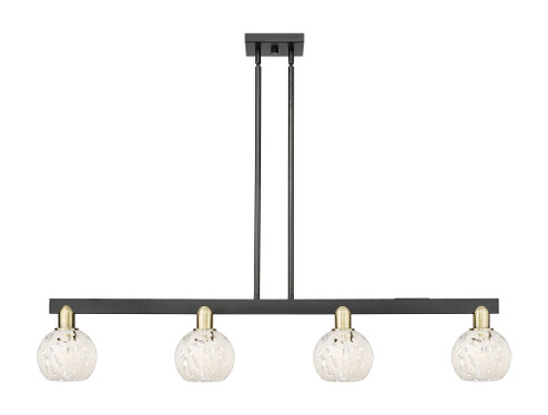 White Mouchette - 4 Light - 49 inch - Black Antique Brass - Stem hung - Island Light (3442|716-4I-BAB-G1216-6WM)
