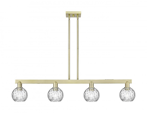 Athens Water Glass - 4 Light - 49 inch - Antique Brass - Stem hung - Island Light (3442|716-4I-AB-G1215-6)