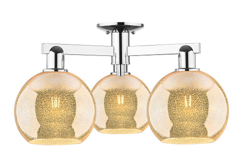 Athens - 3 Light - 26 inch - Polished Chrome - Semi-Flush Mount (3442|716-3F-PC-G128-8)