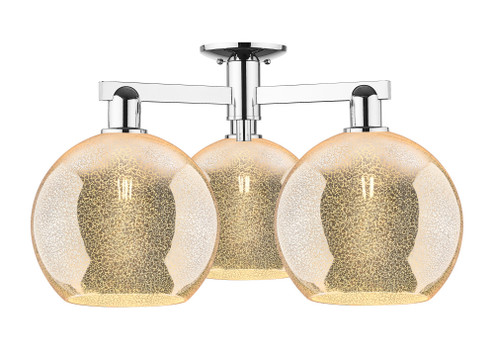 Athens - 3 Light - 28 inch - Polished Chrome - Semi-Flush Mount (3442|716-3F-PC-G128-10)