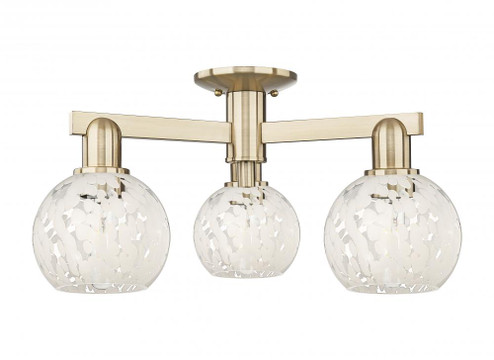 White Mouchette - 3 Light - 24 inch - Champagne Bronze - Semi-Flush Mount (3442|716-3F-CB-G1216-6WM)