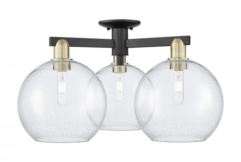 Athens - 3 Light - 28 inch - Black Antique Brass - Semi-Flush Mount (3442|716-3F-BAB-G124-10)