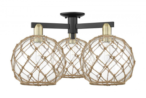 Farmhouse Rope - 3 Light - 28 inch - Black Antique Brass - Semi-Flush Mount (3442|716-3F-BAB-G122-10RB)
