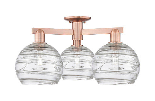 Athens Deco Swirl - 3 Light - 26 inch - Antique Copper - Semi-Flush Mount (3442|716-3F-AC-G1213-8CL)