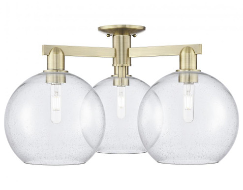 Athens - 3 Light - 28 inch - Antique Brass - Semi-Flush Mount (3442|716-3F-AB-G124-10)