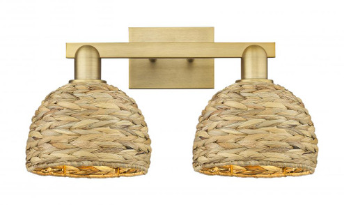 Woven Rattan - 2 Light - 19 inch - Brushed Brass - Bath Vanity Light (3442|716-2W-BB-RBD-8-NAT)