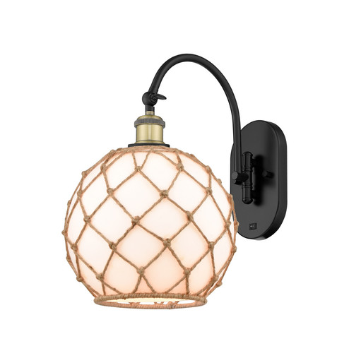 Farmhouse Rope - 1 Light - 10 inch - Black Antique Brass - Adjustable - Sconce (3442|918-1W-BAB-G121-10RB)