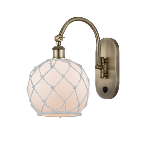 Farmhouse Rope - 1 Light - 8 inch - Antique Brass - Adjustable - Sconce (3442|918-1W-AB-G121-8RW)