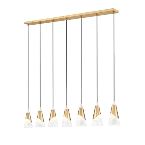 7 Light Linear Chandelier (276|828P6-7L-MGLD)