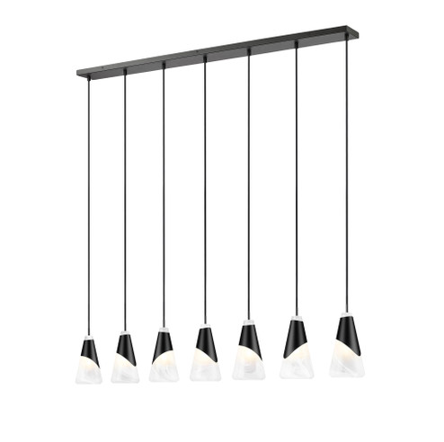 7 Light Linear Chandelier (276|828P6-7L-MB)