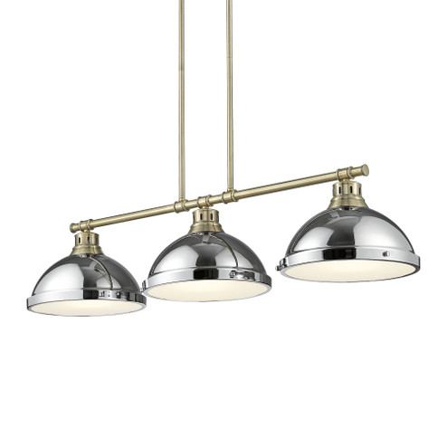 Yep by Golden Lighting Duncan 3-light Island Light in Aged Brass and Chrome shade (36|3602-3LP AB-CH)
