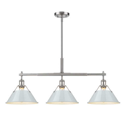 Yep by Golden Lighting Orwell 3-light Island Light in Pewter and Dusky Blue shade (36|3306-LP PW-DB)