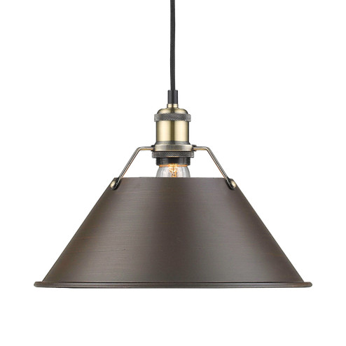 Yep by Golden Lighting Orwell 1-light 14in Pendant in Aged Brass and Rubbed Bronze shade (36|3306-L AB-RBZ)