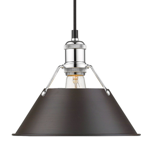 Yep by Golden Lighting Orwell 1-light 10in Pendant in Chrome and Rubbed Bronze shade (36|3306-M CH-RBZ)