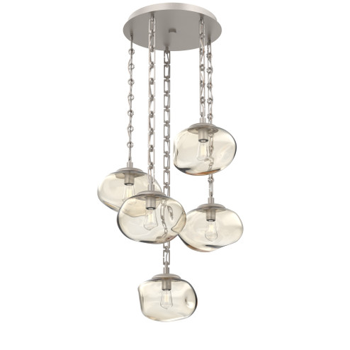 Nova Round 5pc Multi-Pendant with Chain (Bulb) (1289|CNB0064-05-BS-A-CH3-E2)