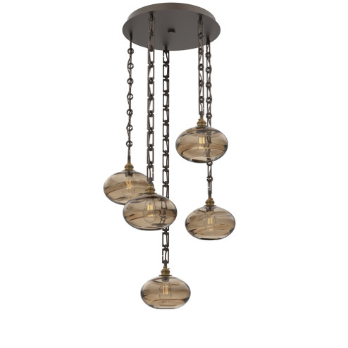 Coppa Round 5pc Multi-Pendant Chain (1289|CNB0036-05-FB-OB-CH3-E2)