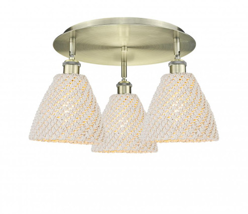 Bristol Natural - 3 Light - 6 inch - Antique Brass - Semi-Flush Mount (3442|516-3C-AB-NBD-75-NAT)