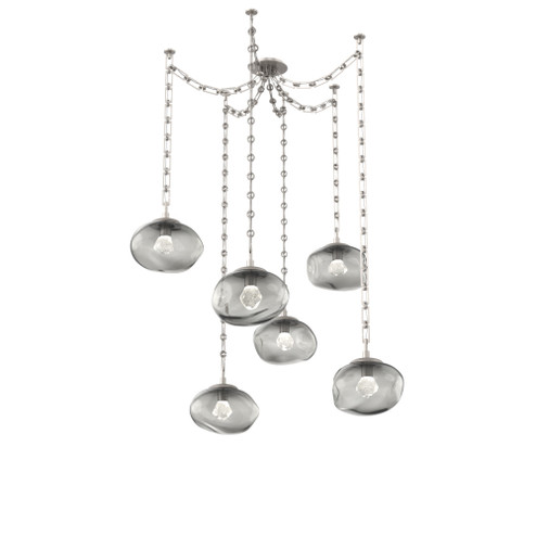 Nova Round 6pc Swag Multi-Pendant Chain (LED) (1289|SNB0068-06-BS-ZS-CH3-L3)