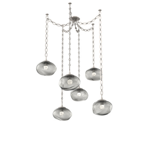 Nova Round 6pc Swag Multi-Pendant Chain (LED) (1289|SNB0068-06-BS-FS-CH2-L1)