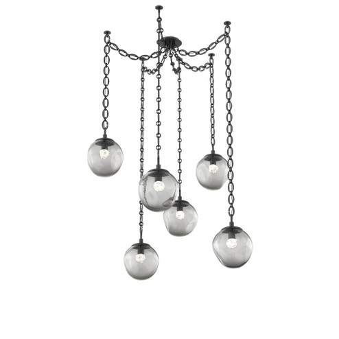 Aster Round 6pc Swag Multi-Pendant Chain (LED) (1289|SNB0066-06-MB-FS-CH2-L3)