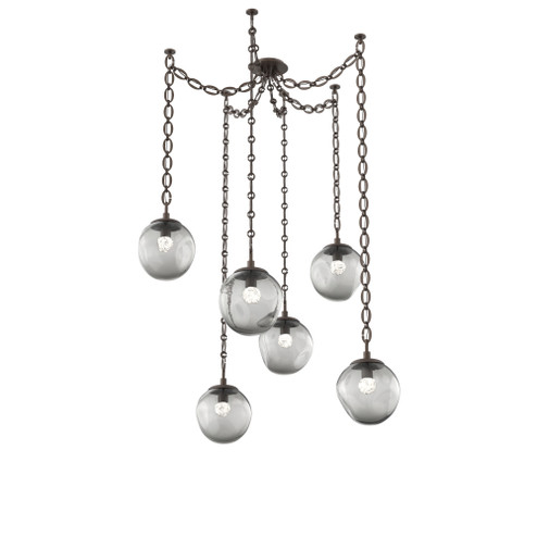 Aster Round 6pc Swag Multi-Pendant Chain (LED) (1289|SNB0066-06-FB-FS-CH2-L3)