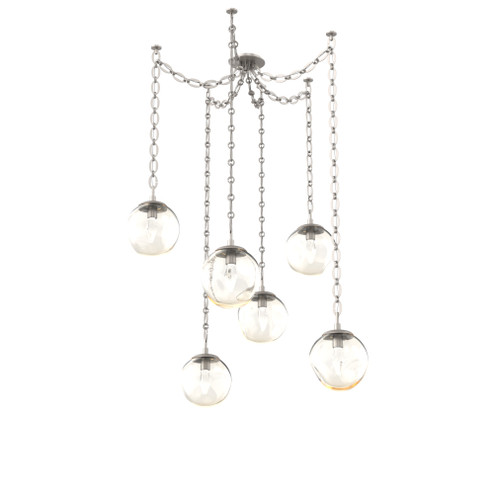 Aster Round 6pc Swag Multi-Pendant Chain (LED) (1289|SNB0066-06-BS-GA-CH2-L3)