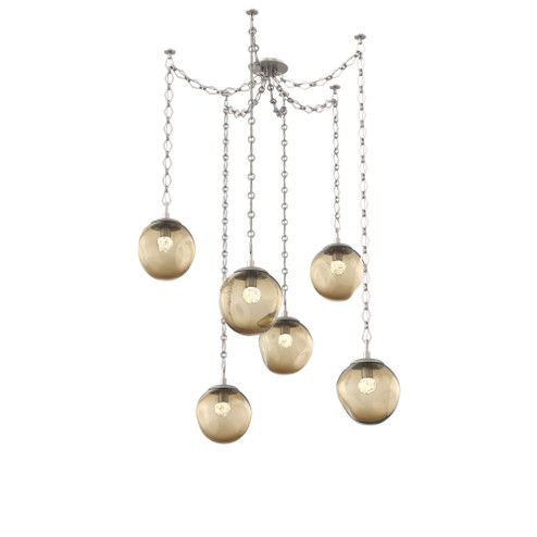 Aster Round 6pc Swag Multi-Pendant Chain (LED) (1289|SNB0066-06-BS-FB-CH1-L1)