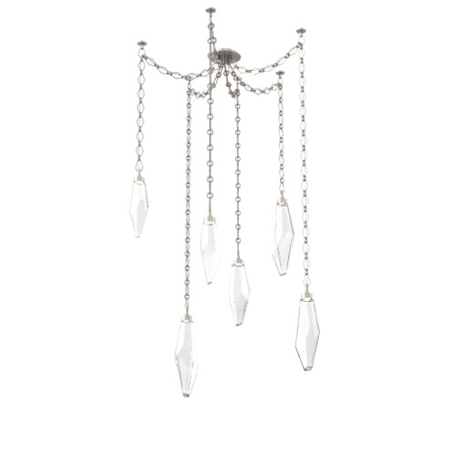 Rock Crystal Multi Light Pendant Multi Port Canopy Beige Silver (1289|SNB0050-06-BS-CC-CH1-L1)