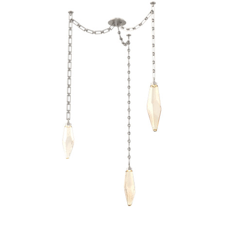 Rock Crystal Multi Light Pendant Multi Port Canopy Beige Silver (1289|SNB0050-03-BS-CA-CH3-L1)