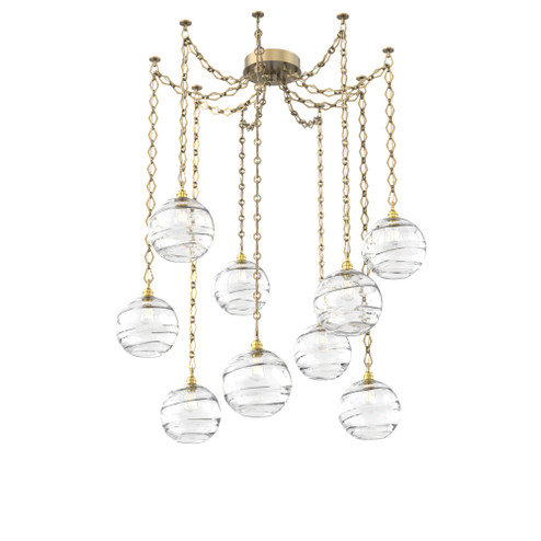 Terra Multi Light Pendant Multi Port Canopy Gilded Brass (1289|SNB0047-09-GB-OC-CH1-E2)
