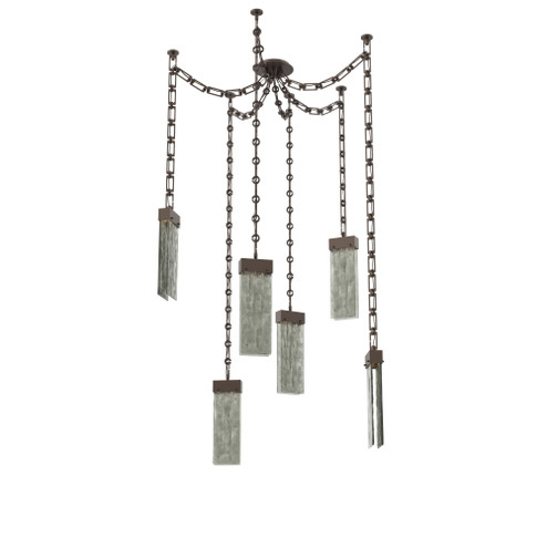 Parallel Round Chain 6pc Swag Multi-Pendant (1289|SNB0042-06-FB-SG-CH3-L1)