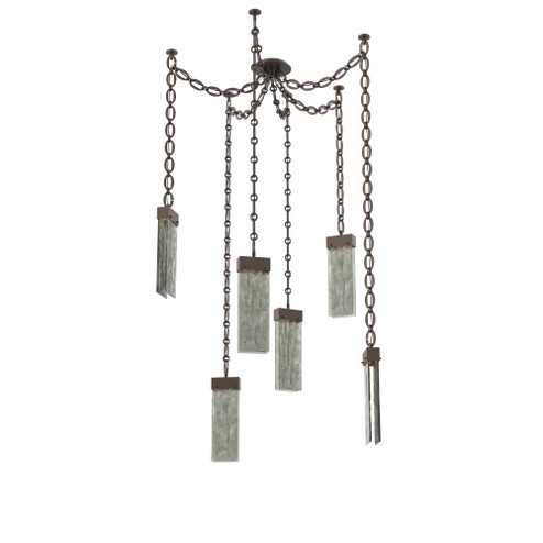 Parallel Round Chain 6pc Swag Multi-Pendant (1289|SNB0042-06-FB-SG-CH2-L3)