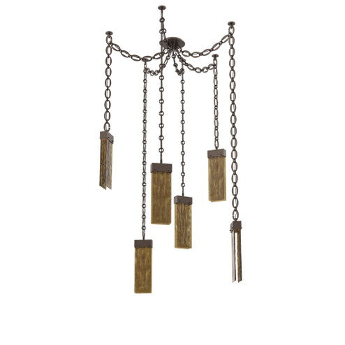 Parallel Round Chain 6pc Swag Multi-Pendant (1289|SNB0042-06-FB-BG-CH2-L3)