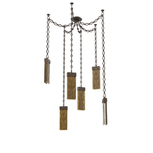 Parallel Multi Light Pendant Multi Port Canopy Flat Bronze (1289|SNB0042-06-FB-BG-CH1-L1)
