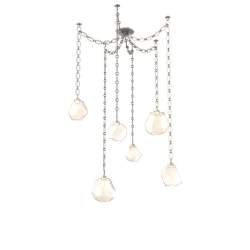 Gem Round Chain 6pc Swag Multi-Pendant (1289|SNB0039-06-BS-A-CH2-L1)