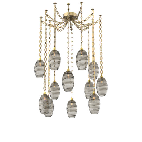 Ellisse Multi Light Pendant Multi Port Canopy Gilded Brass (1289|SNB0035-12-GB-OS-CH2-E2)