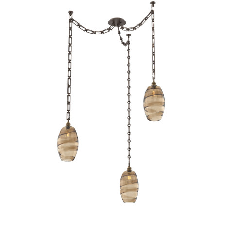 Ellisse Round 3pc Swag Multi-Pendant Chain (1289|SNB0035-03-FB-OB-CH3-E2)