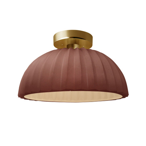 Pleated Dome Semi-Flush (254|CER-6623-CLAY-BRSS)