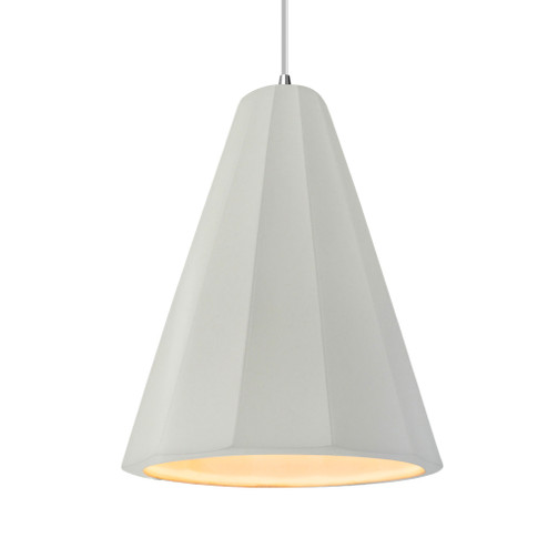 Tall Fluted 1-Light Pendant (254|CER-6607-MAT-CROM-WTCD)