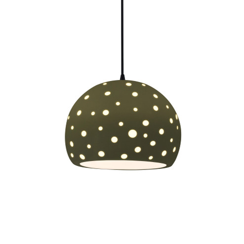 Perforated Medium Globe 1-Light Pendant (254|CER-6583-MGRN-MBLK-BKCD)