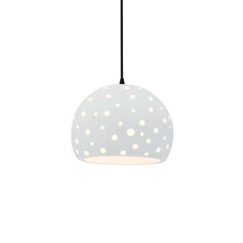 Small Globe 1-Light Pendant (254|CER-6580-WHT-MBLK-BKCD-LED1-700)