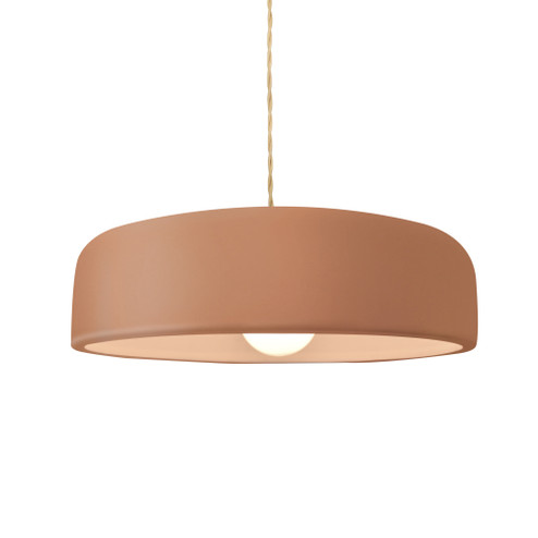 Medium Spire 1-Light Pendant (254|CER-6573-ADOB-BRSS-BEIG-TWST)