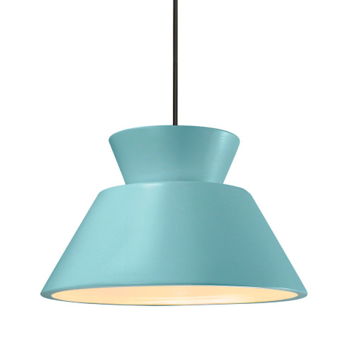 Medium Trapezoid 1-Light Pendant (254|CER-6423-RFPL-MBLK-RIGID)