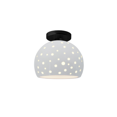 Perforated Small Globe Semi-Flush (254|CER-6357-WHT-MBLK)
